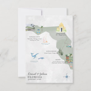 Flórida Mapa do Itinerário do Casamento de Desti