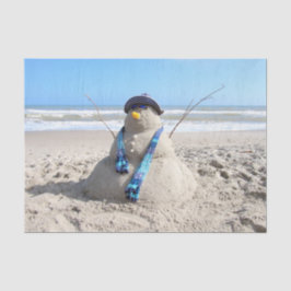 Flórida Snowman - Escultura de areia - Papel Tecid