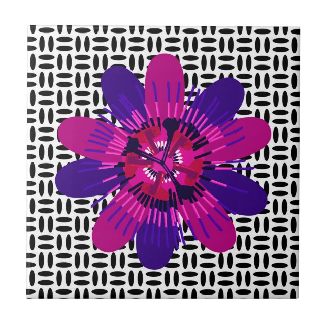 Florir em Rosa e Roxo sobre Preto e Branco (Frente)