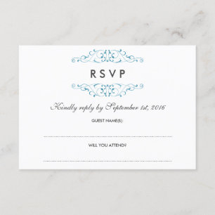Flourish azul antigo que Wedding RSVP