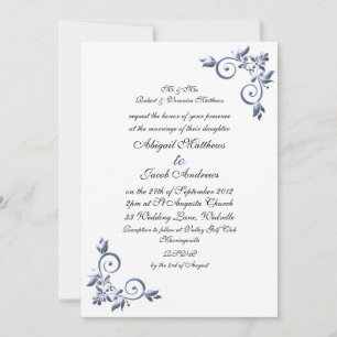 Flourish azul do convite real elegante do