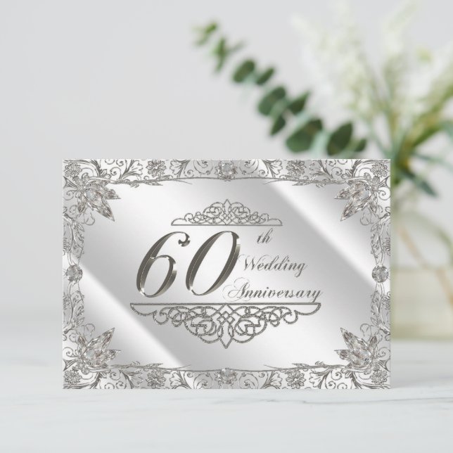Flourish Diamond 60º aniversário de casamento RSVP (Em pé/Frente)