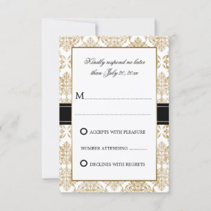 Flourish Dourado elegante e damasco RSVP