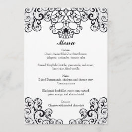 Flourish menu casamento do crânio 5x7 extravagante