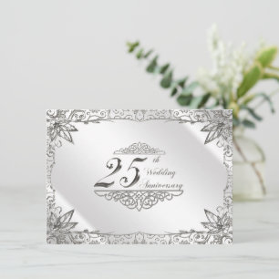 Flourish Silver Convite de Aniversário de 25 Anos
