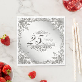Flourish Silver Guardanapos para Aniversário de Ca