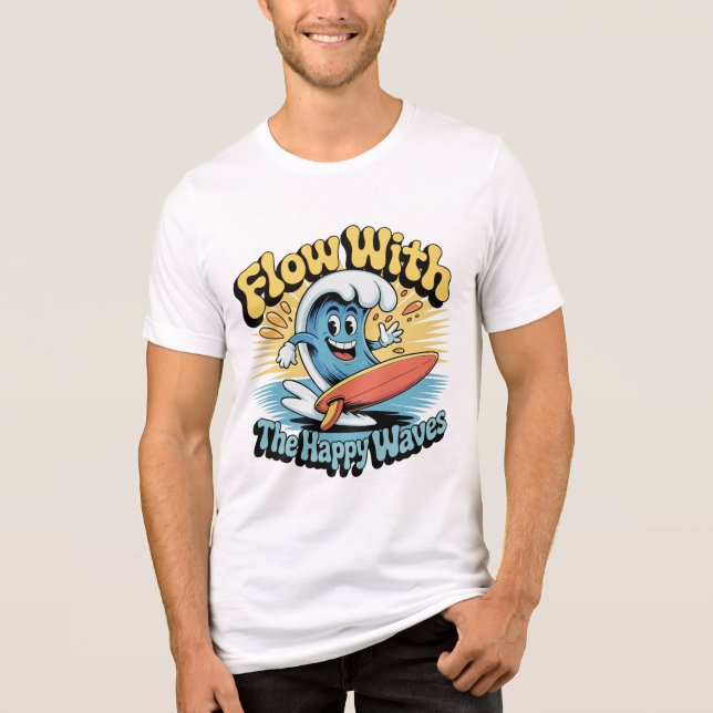 Flow With The Happy Waves Surf Style Men’s Tee (Frente)