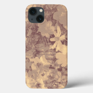 Flower and leaf camouflage pattern on beige