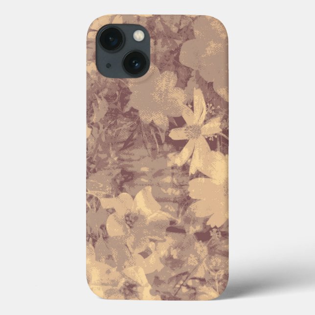 Flower and leaf camouflage pattern on beige (Verso)