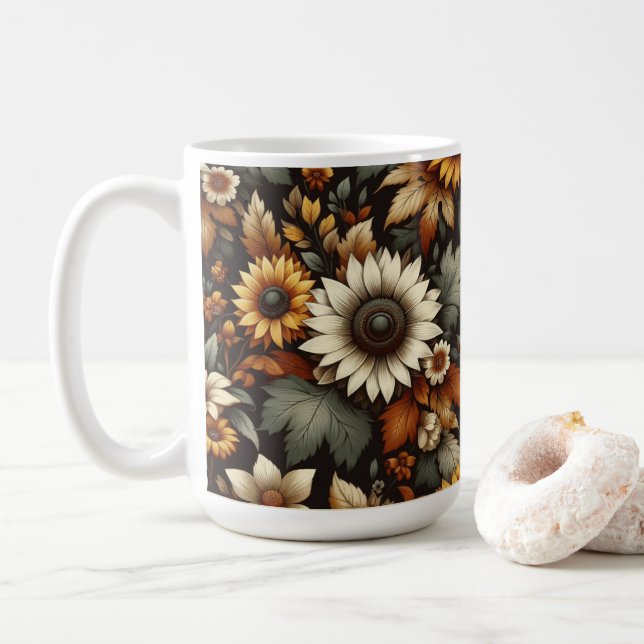 Flower Cute Floral 🌻 caneca de café 15oz (Com Donut)