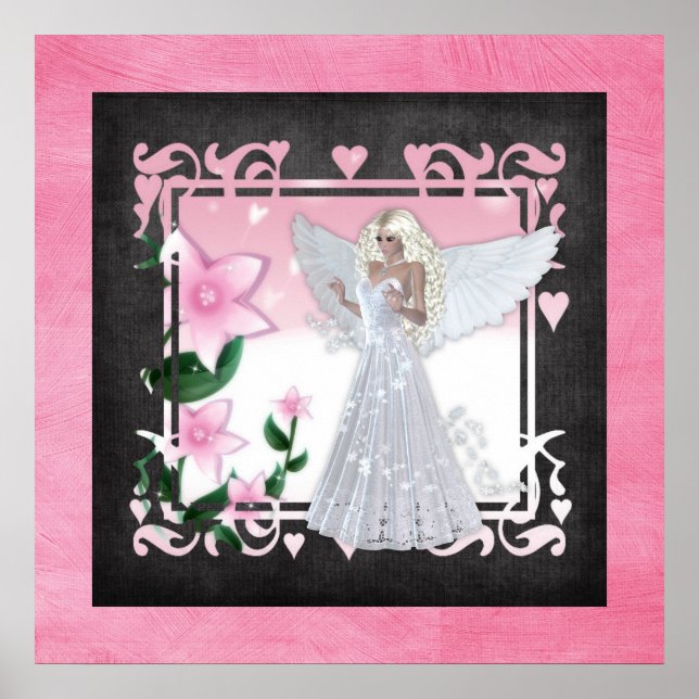 Flower Fantasy Angel Design Poster Print (Frente)