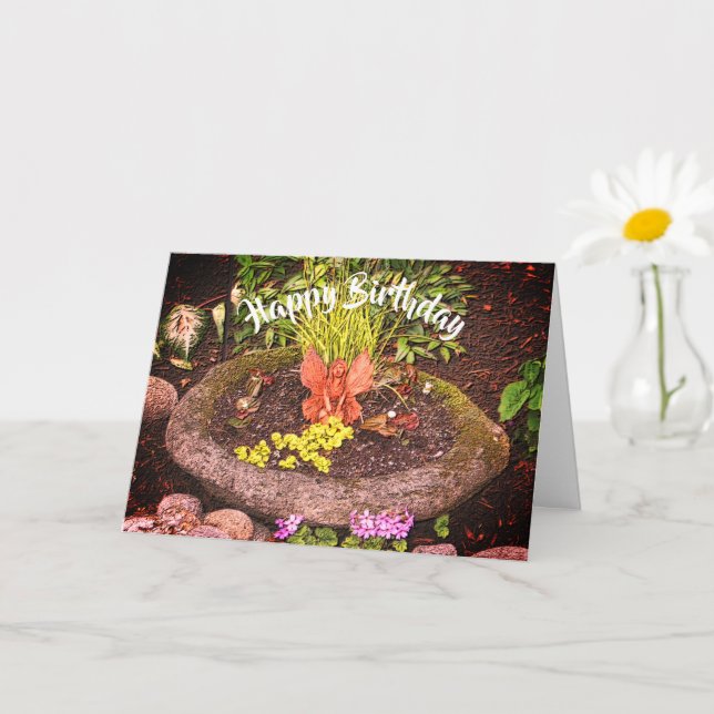 Flower Garden Fairy Nature Art Cartão de Aniversár (Planta pequena)