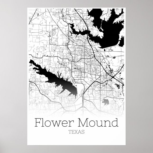 Flower Mound Map - Texas - City Map Poster (Frente)