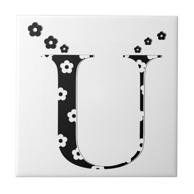 flower Patterned Letter U Tile (Frente)