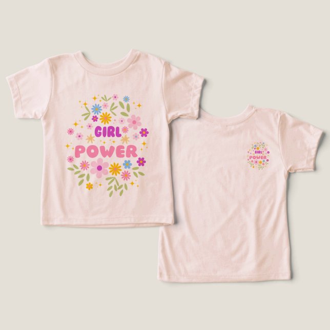 Flower Power "Girl Power" Toddler & Youth Tee (Design Frente e Verso)