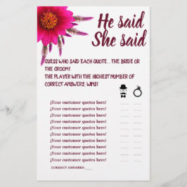 FLOWER PURPER ELE DISSE QUE DISSE CARTÃO DE JOGO D