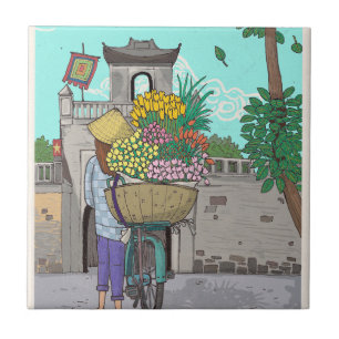 Flower Venler Street Hawker Hanoi Vietnam