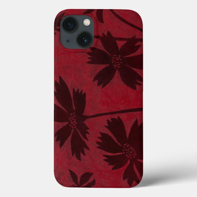 Flowerhead Silhouettes on Crimson Background (Verso)