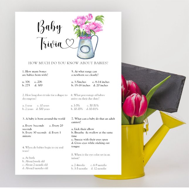 Flowers chá de fraldas Baby Trivia Game (Criador carregado)