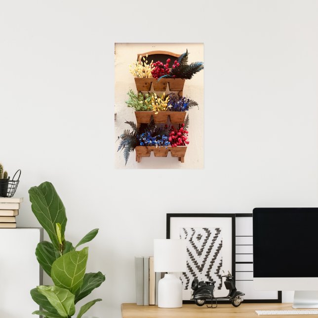 Flowers on the Wall in Nice Photography Poster  (Escritório em casa)