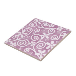 Flowers Swirls Dusty Pink White Pattern Whimsical