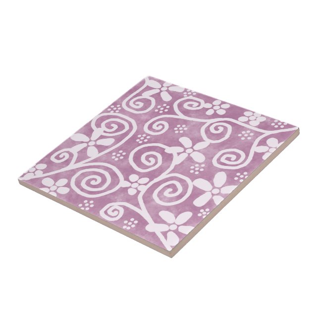 Flowers Swirls Dusty Pink White Pattern Whimsical (Lateral)