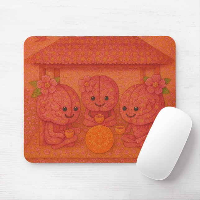 Flowery Pink Brains Mousepad (Com mouse)
