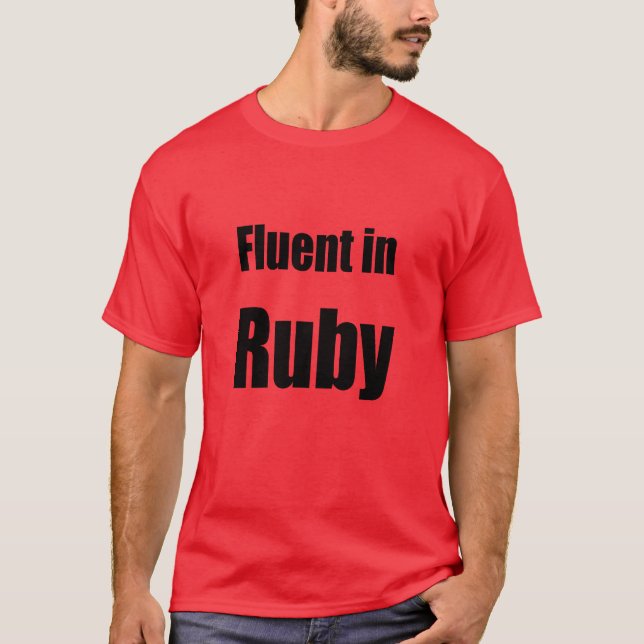 Fluent in Ruby - camisa vermelha do programador (Frente)