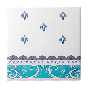 Fluer De Lis Blue Swirl Design