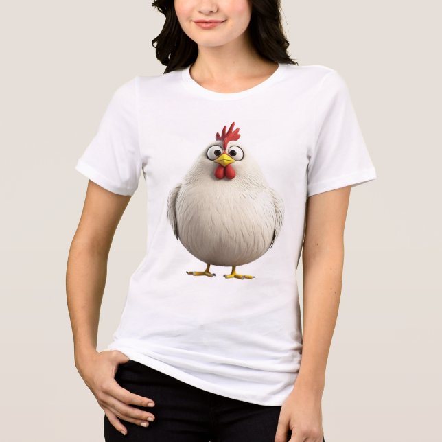 Fluffy & Fabulous | Round White Rooster Zodiac T-S (Frente)