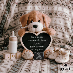 Fluffy Puppy Bebê e anúncio de gravidez