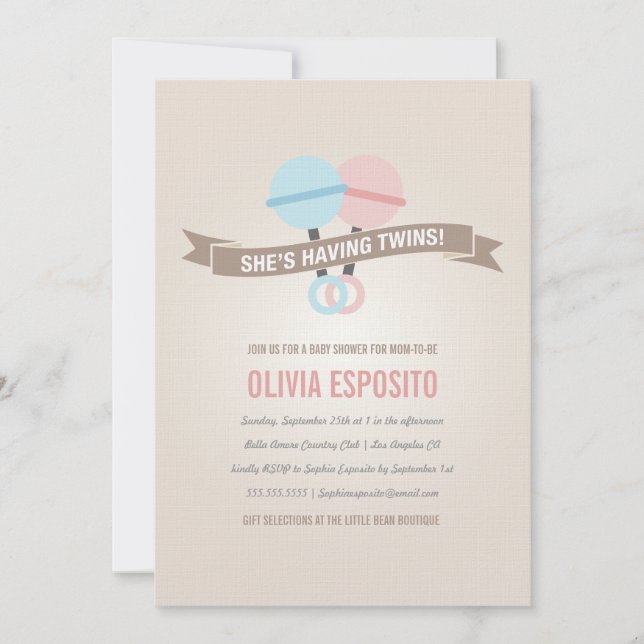 FLUINDO COM GÊMEOS| CONVITES PARA O ABY SHOWER (Frente)