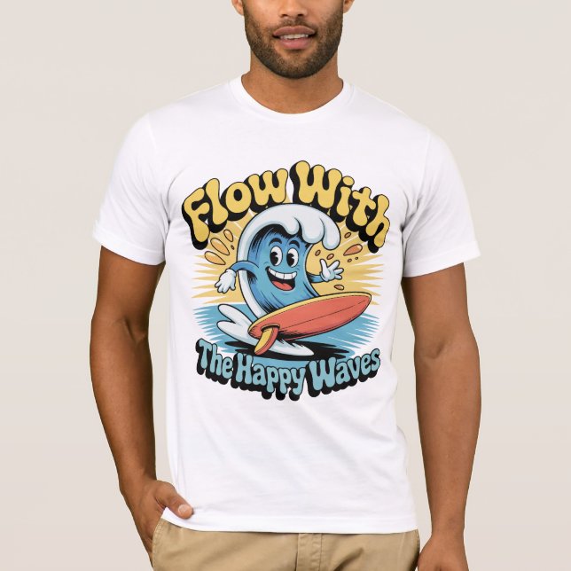 Fluir Com a Camiseta Masculina de Estilo Surf das  (Frente)