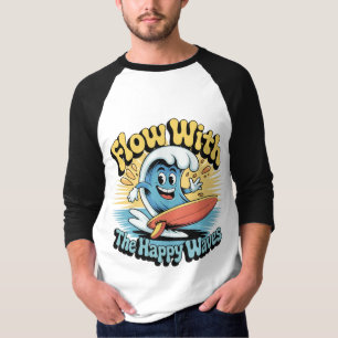 Fluir Com as Ondas Felizes Estilo Surf Camiseta Ma