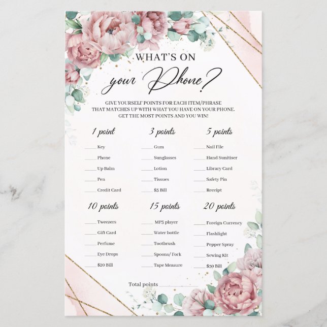 Flush Rustic blush floral O que há no seu jogo de  (Frente)