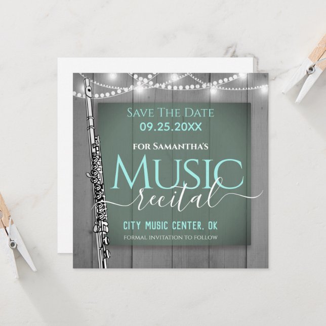 Flute Music Considerando Save Date (Salvar data) (Frente/Verso In Situ)