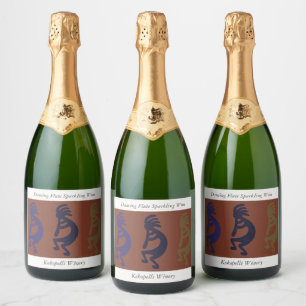 Flute Playing Kokopelli Figures com Rust Red Champ