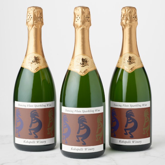 Flute Playing Kokopelli Figures com Rust Red Champ (Garrafas)