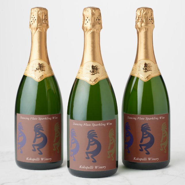 Flute Playing Kokopelli Figures com Rust Red Champ (Garrafas)