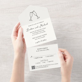 Flutes Desenhadas à Mão Código QR Casamento Modern