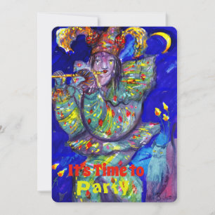 FLUTIST no convite de aniversário AZUL