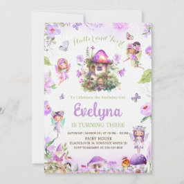 Flutter Leiteiro Twirly Purple Aniversário Convite