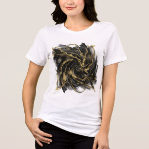 Fluxo de Tinta Mármore Abstrato em Ouro e Preto Lu