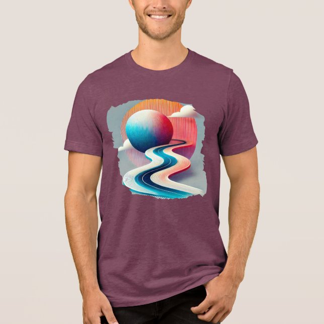 Fluxo Geométrico - Abstrato Patterno T-Shirt (Frente)