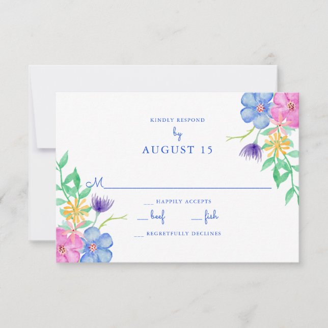 Fluxos de Aquarela RSVP de Casamento (Frente)
