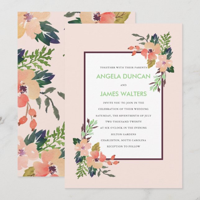 Fluxos de Canto de Água Convite para Casamento (Frente/Verso)