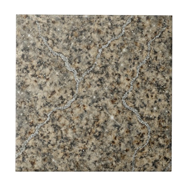 Fluxos de Prata - Azulejo de Cerâmica Luxe Granite (Frente)
