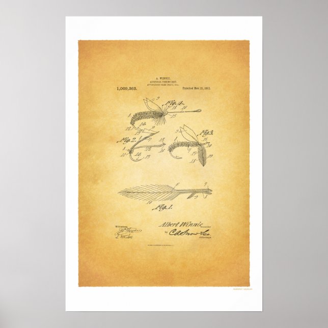Fly Fisheries 1921 US Patent Poster - A Winnie (Frente)