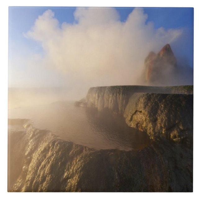 Fly Geyser com Granite Range de cumes nevados (Frente)