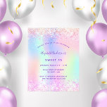 Flyer 16 pintas, cor-de-rosa, convite orçamental para br<br><div class="desc">Por favor, note que este convite está no papel de folheto e é muito fino. Os envelopes não estão incluídos. Para convites mais espessos (mesmo design) visite nossa loja. Uma menina e feminina Doce 16, 16º convite de aniversário. Na frente: Um arco-íris, fundo holográfico colorido em roxo, rosa, verde-menta, ouro-rosa....</div>